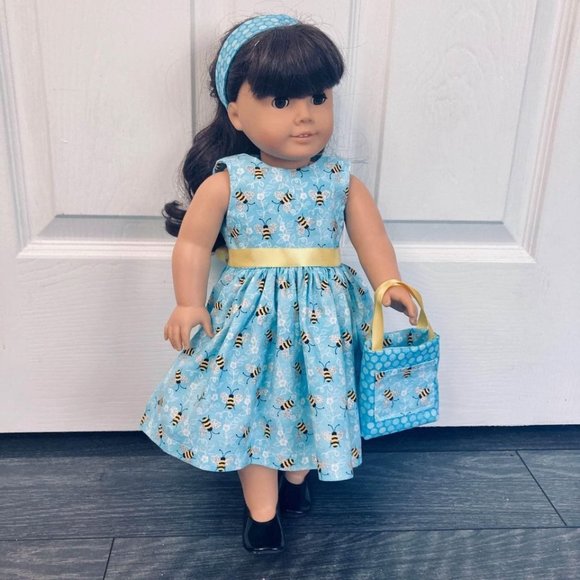 Hand Crafted Other - Doll Dress Set Blue Honey Bee Sparkle